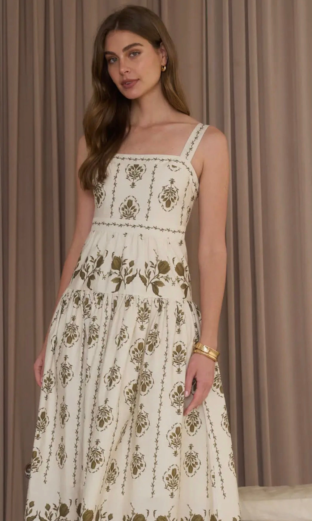 Botanical Drop Waist Midi