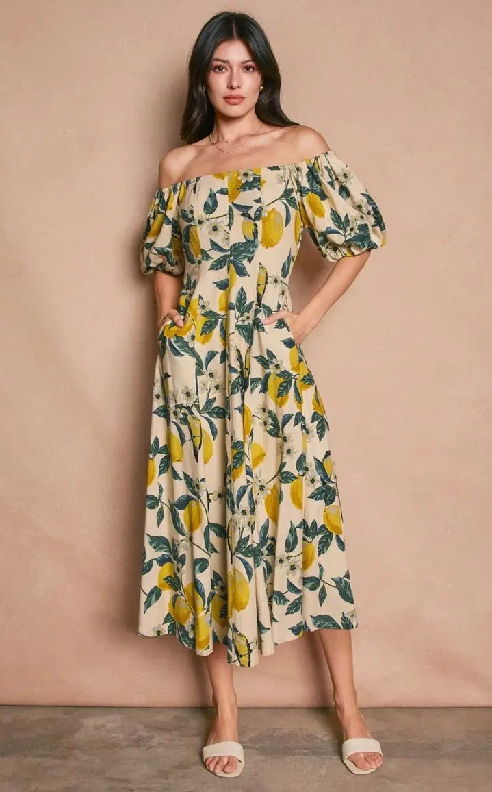 Lemonade Off Shoulder Midi Dress