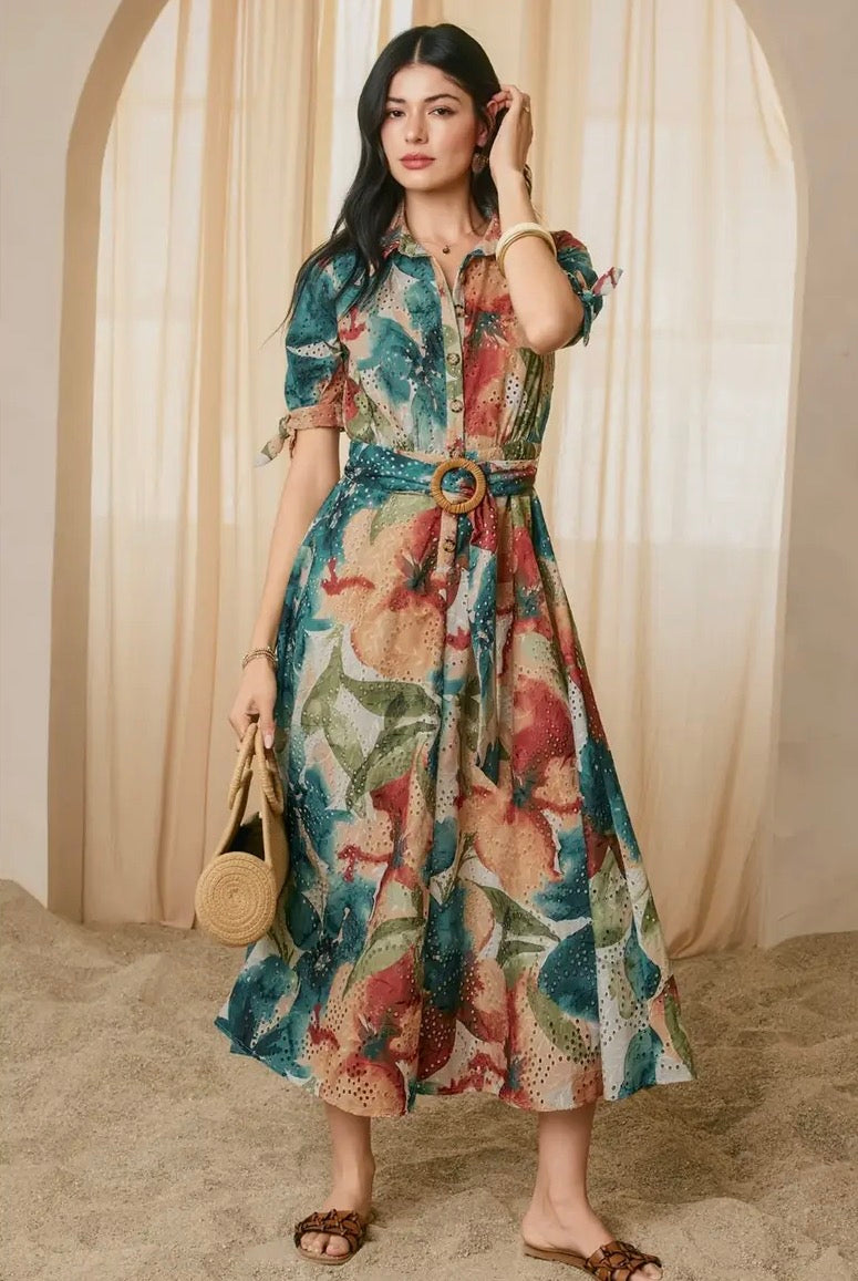 Sunset Whispers Shirt Dress