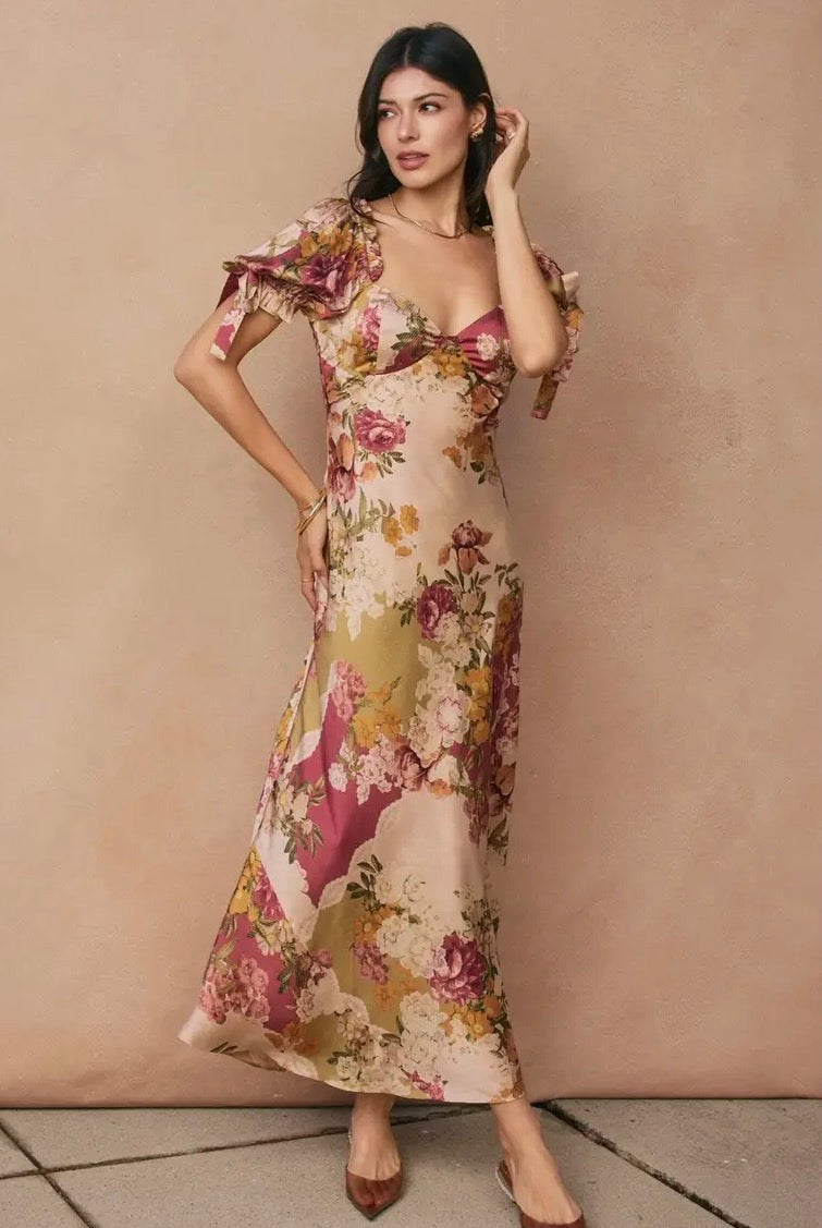 Meadow Puff Slv. Maxi Dress