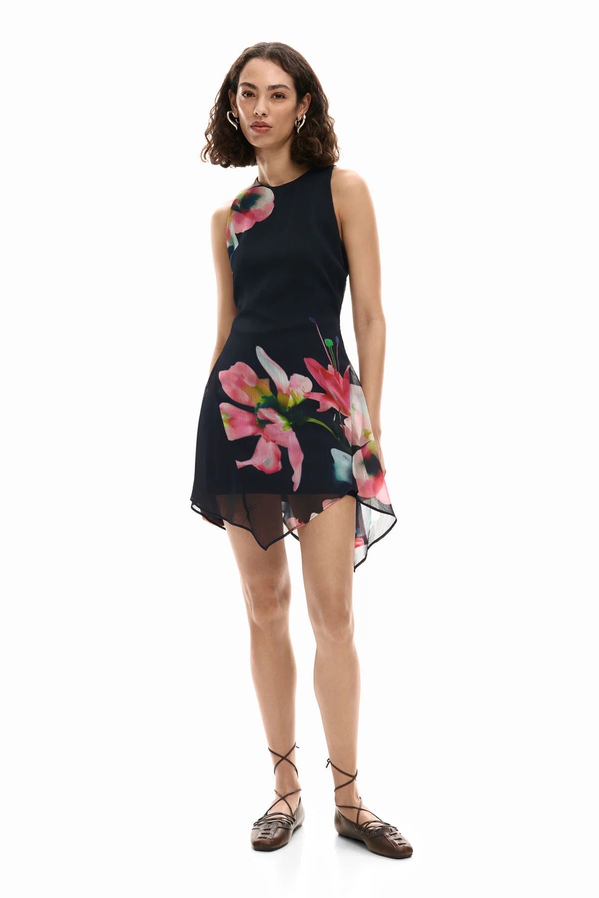 Desigual Asymmetrical Floral Mini Dress