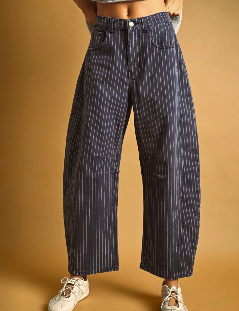 Pinstriped Barrel Pants