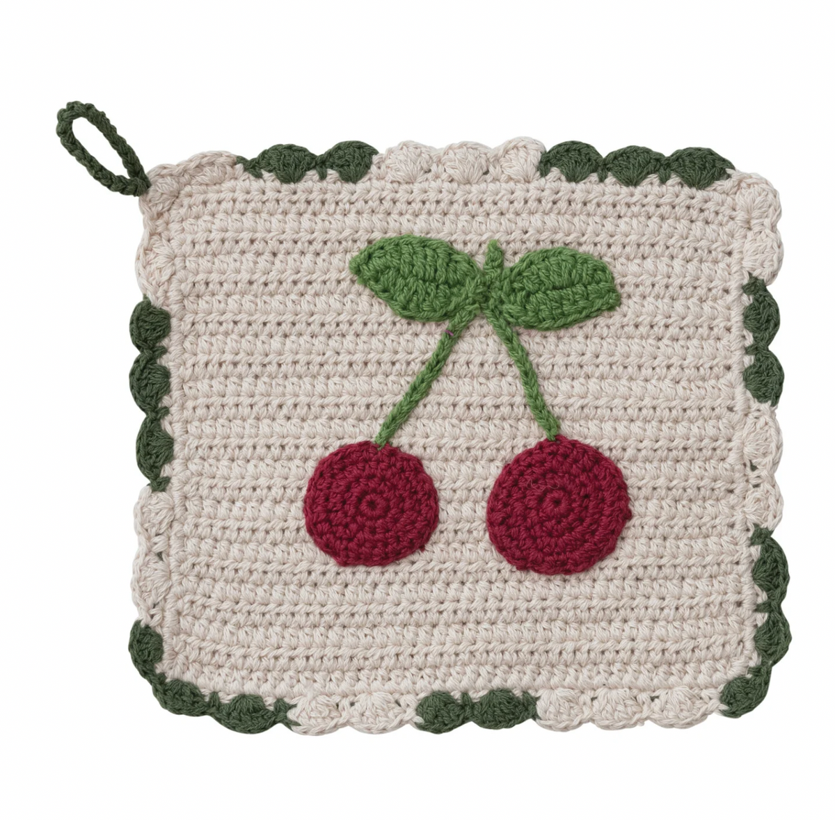 Scallop Pot Holder with Cherries