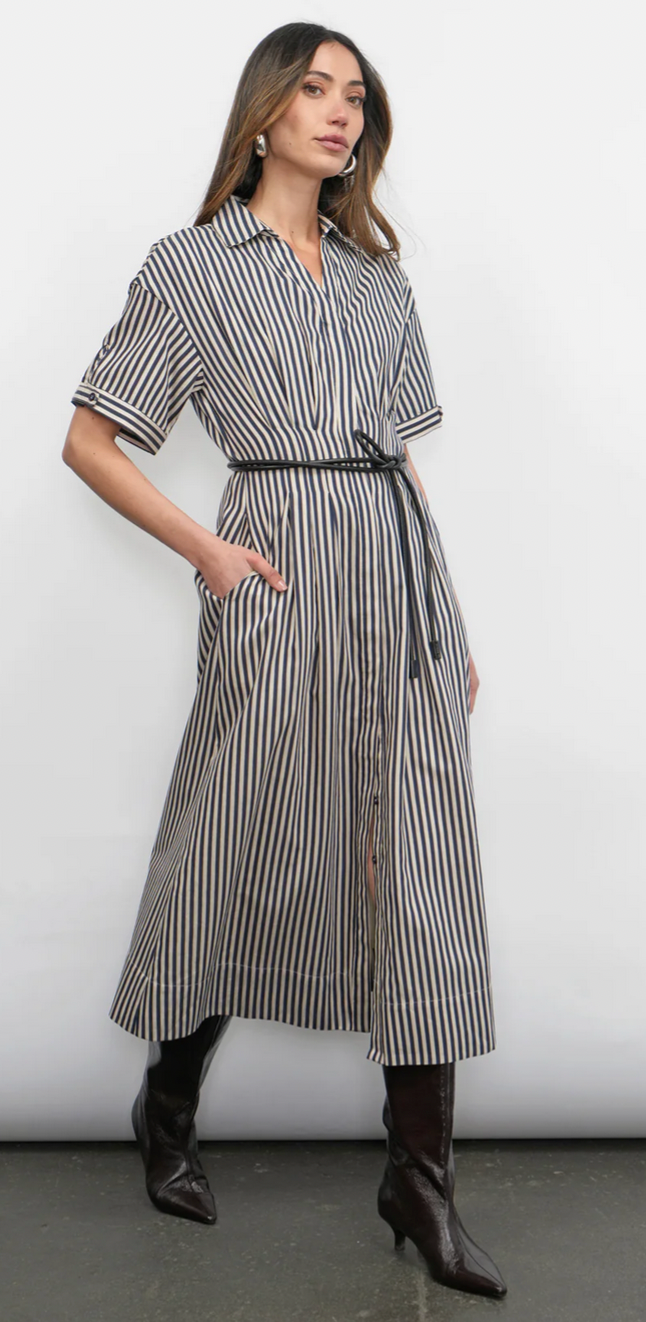 Vanisa Stripe Midi Shirt Dress