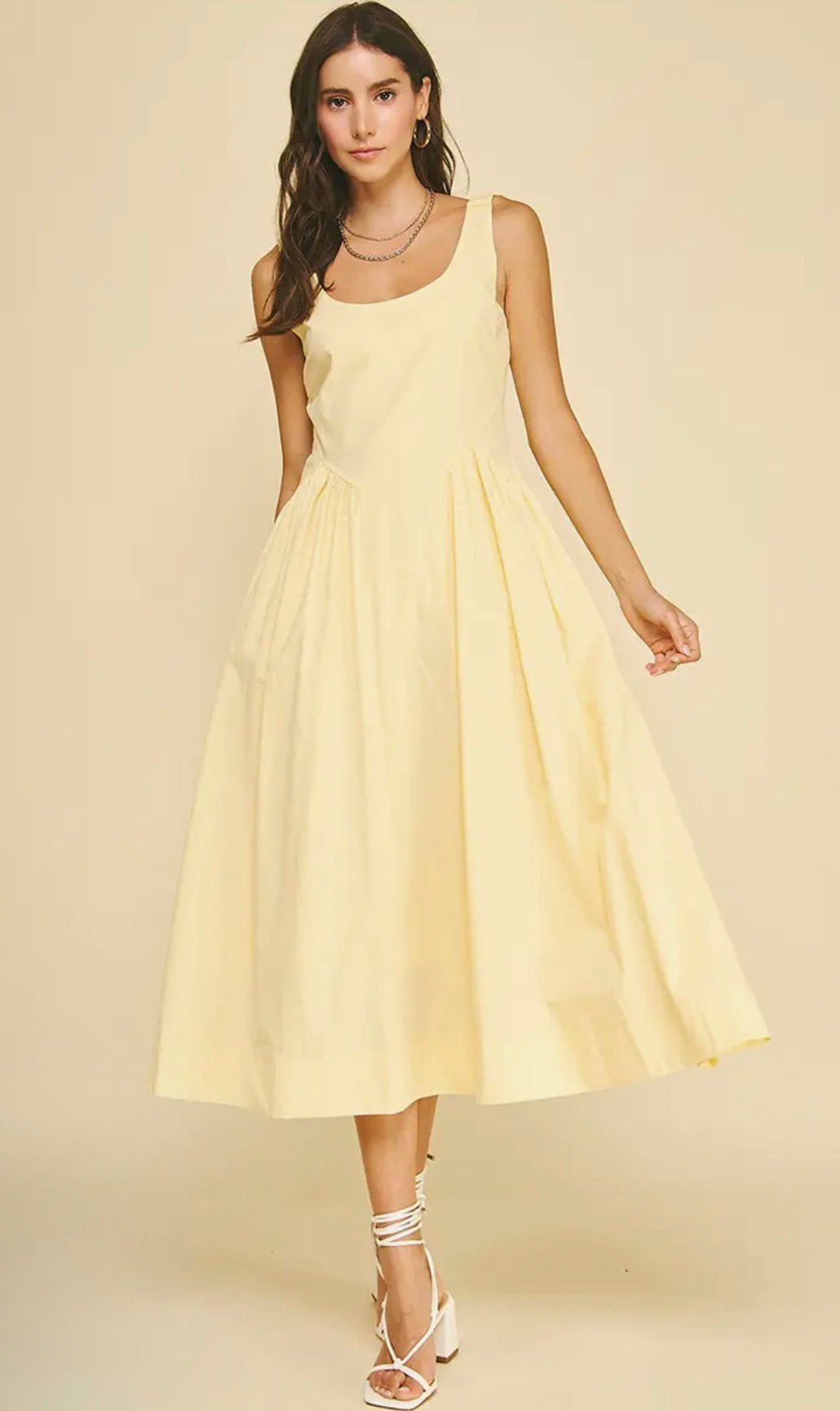 A - Line Poplin Midi Dress - Flea Boutiques