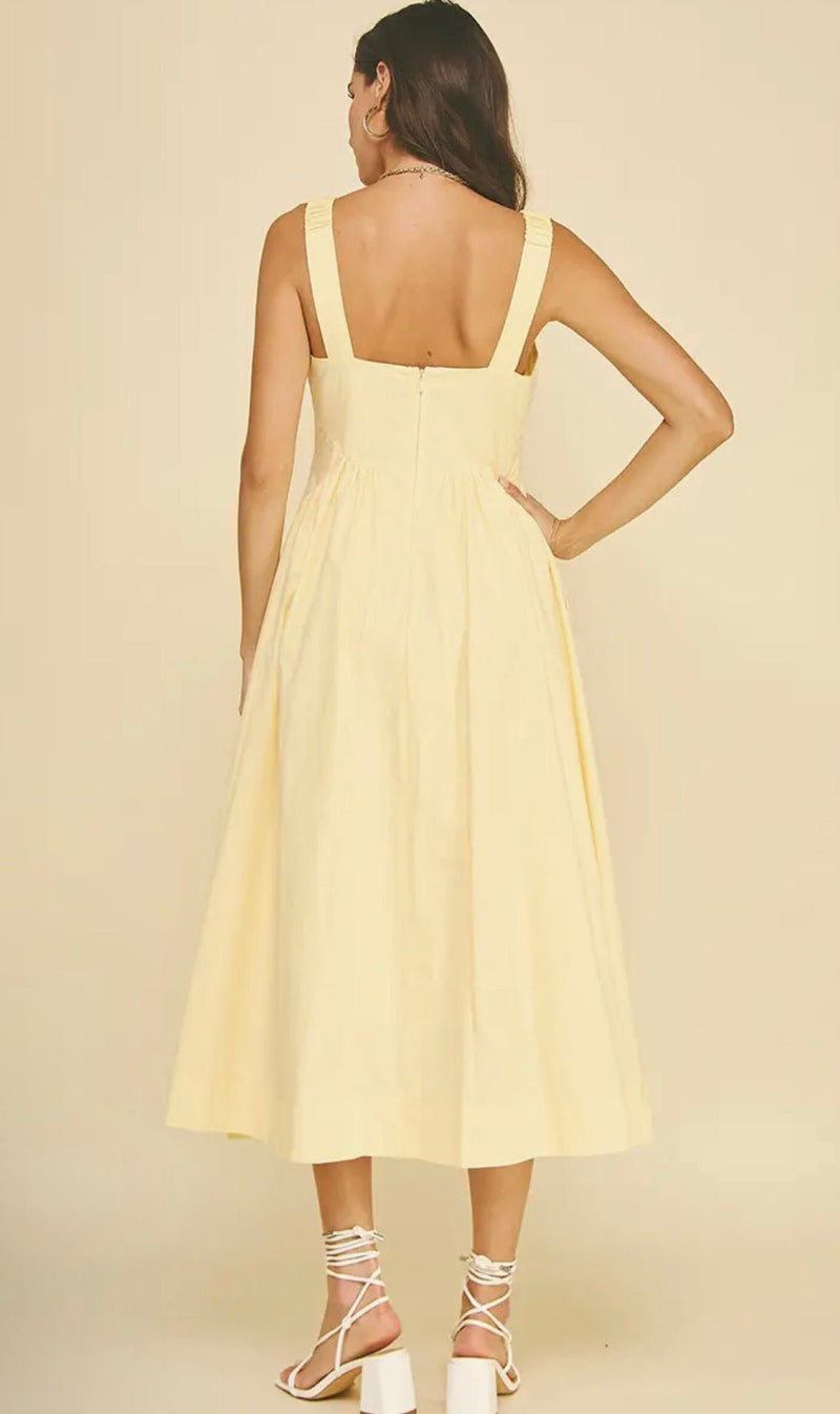 A - Line Poplin Midi Dress - Flea Boutiques