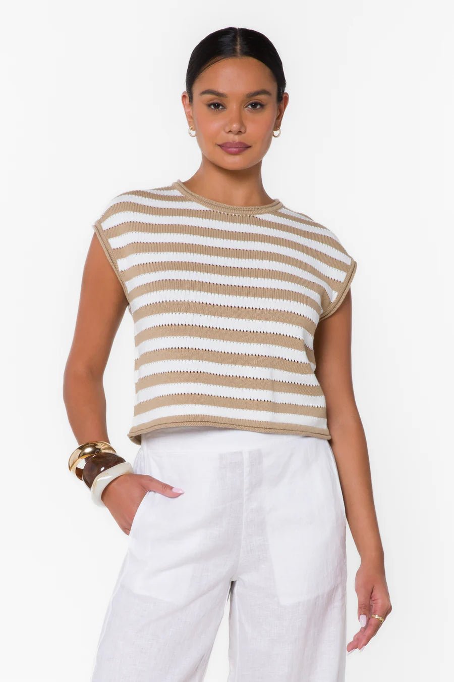 Abree Crewneck Sleeveless Sweater - Flea Boutiques