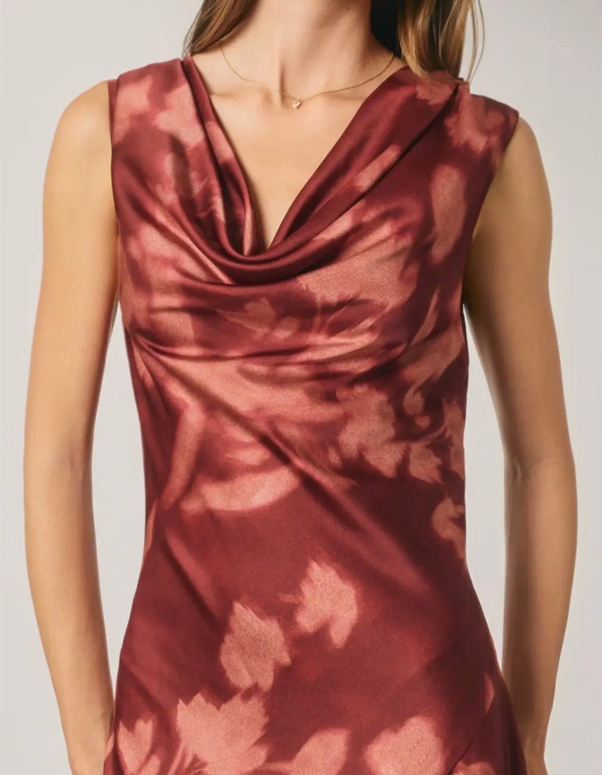 Abstract Floral Cowl Neck Maxi - Flea Boutiques