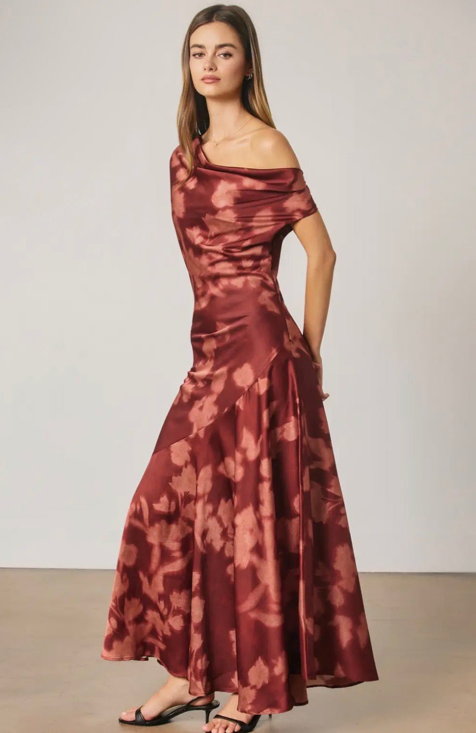 Abstract Floral Cowl Neck Maxi - Flea Boutiques