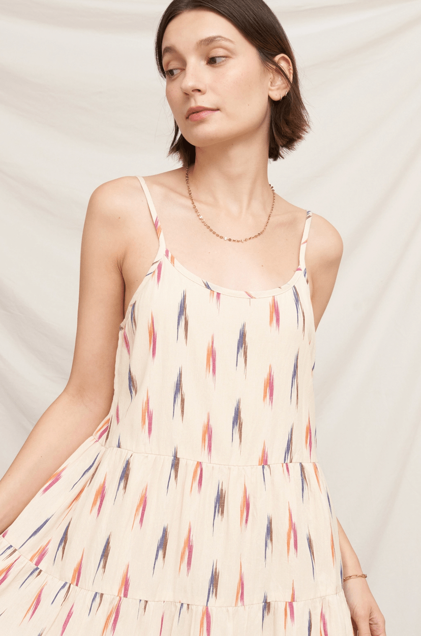 Abstract Ikat Pattern Sleevless Dress - Flea Boutiques