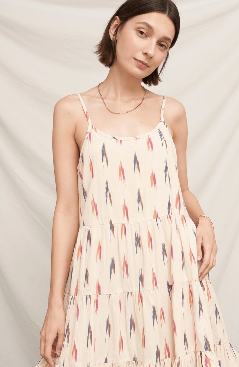 Abstract Ikat Pattern Sleevless Dress - Flea Boutiques