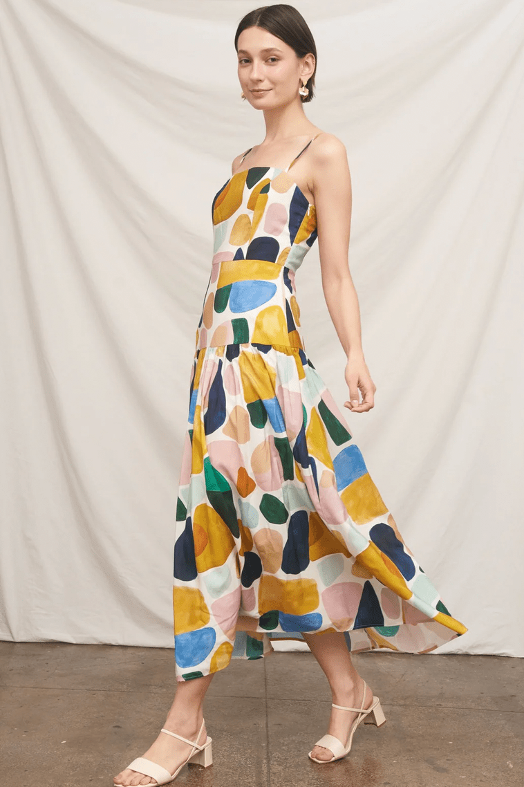 Abstract Tiered Maxi Dress - Flea Boutiques
