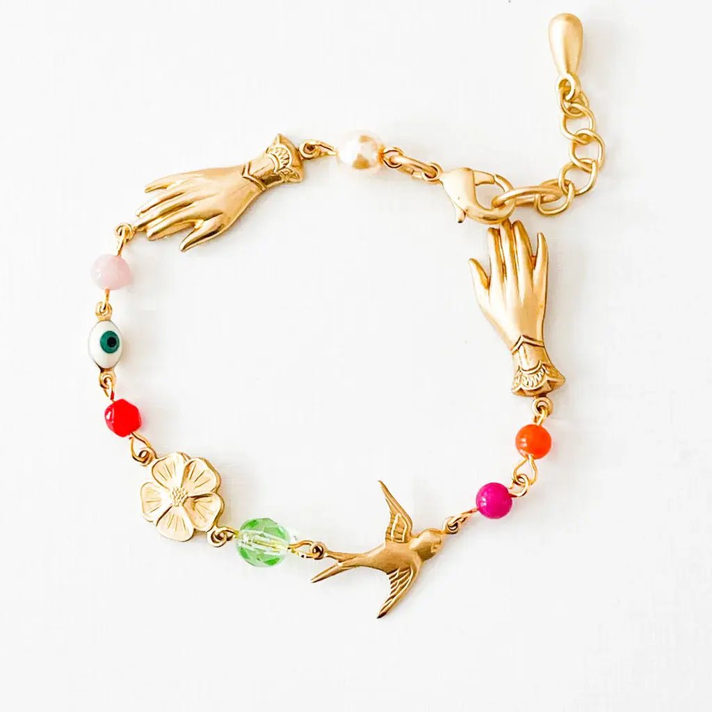 Adjustable Charm Bracelet w/ Pearls/Beads - Flea Boutiques