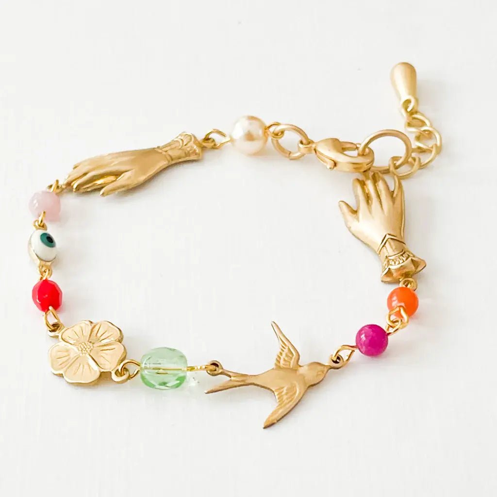 Adjustable Charm Bracelet w/ Pearls/Beads - Flea Boutiques