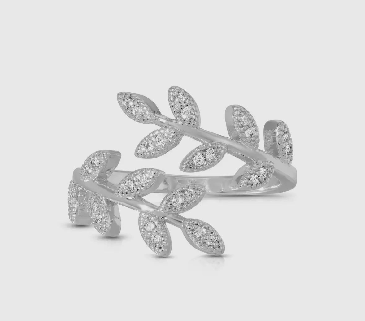 Adjustable Pave Leaf Ring - Flea Boutiques