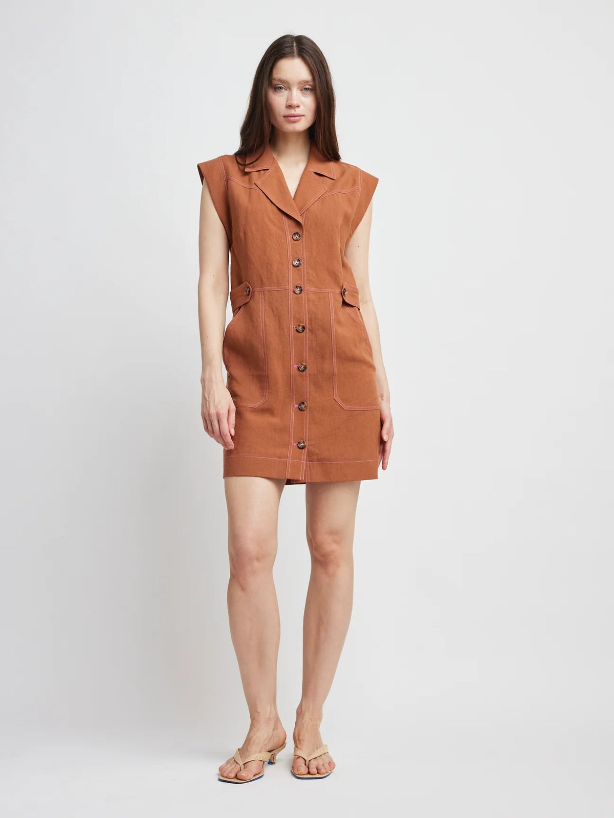 Ailany Button Front Mini Dress - Flea Boutiques