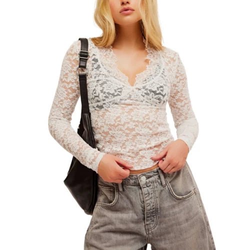 All Day Lace Long Sleeve Top - Flea Boutiques