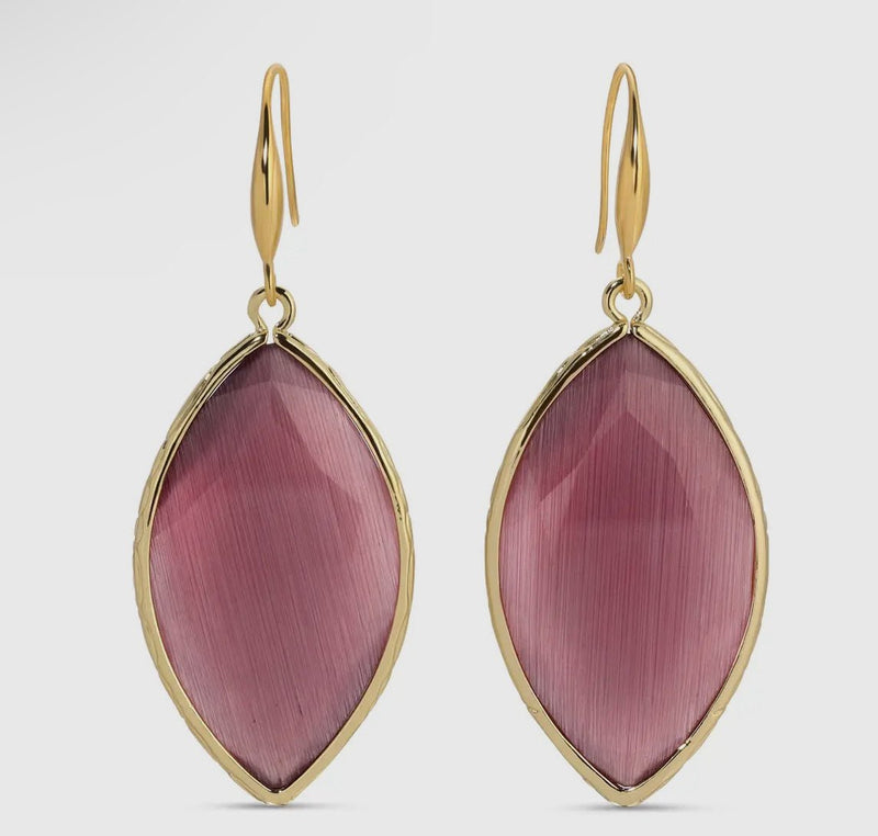 Almond Shape Stone Earrings - Flea Boutiques