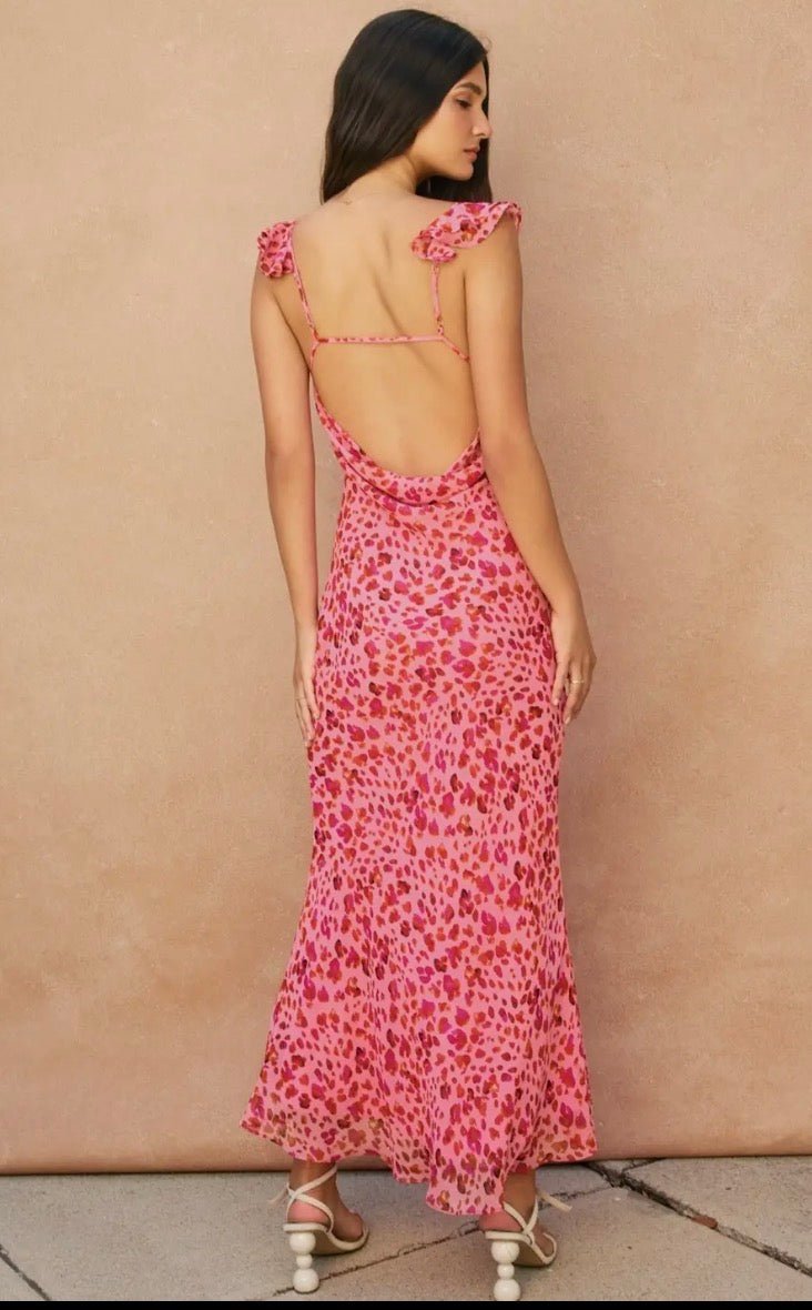 Animal Flutter Shoulder Dress - Flea Boutiques