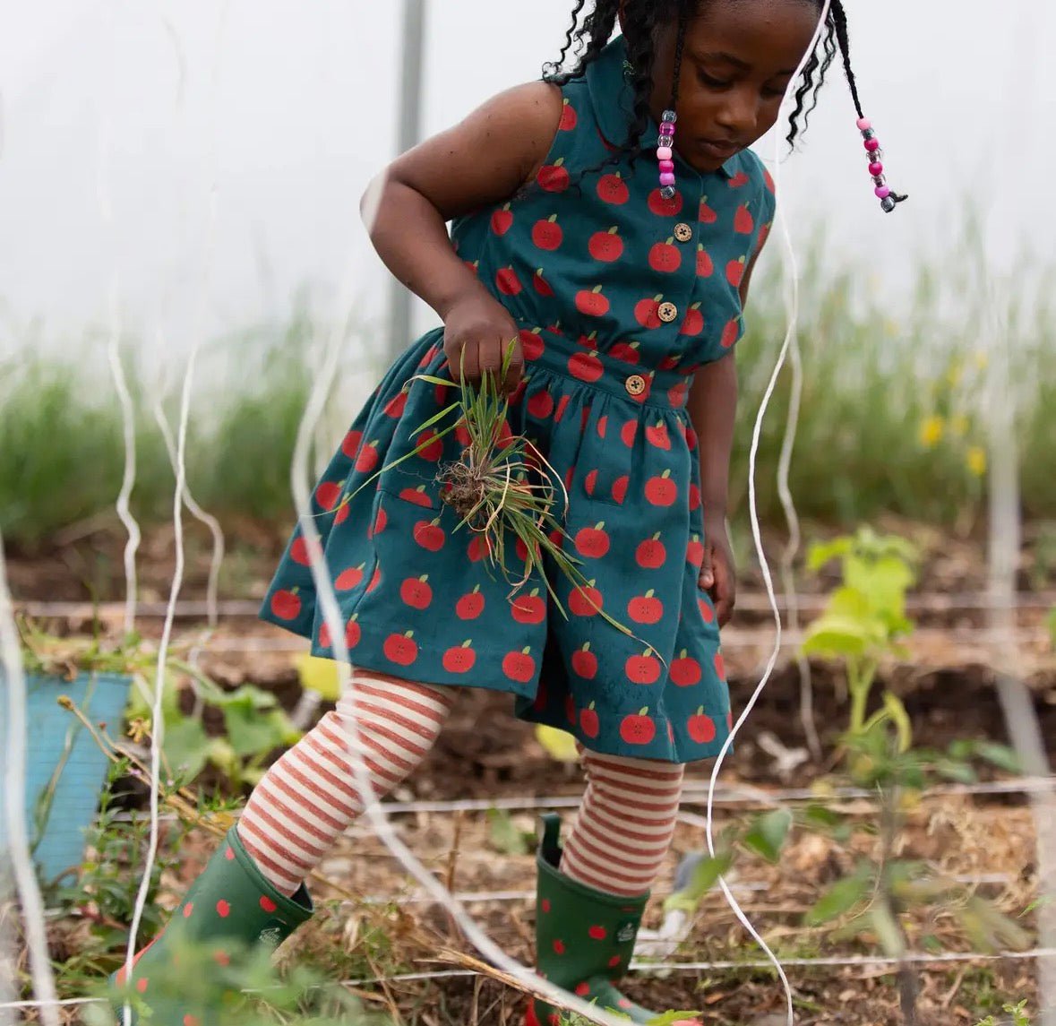 Apple Pinafore Button Dress - Flea Boutiques