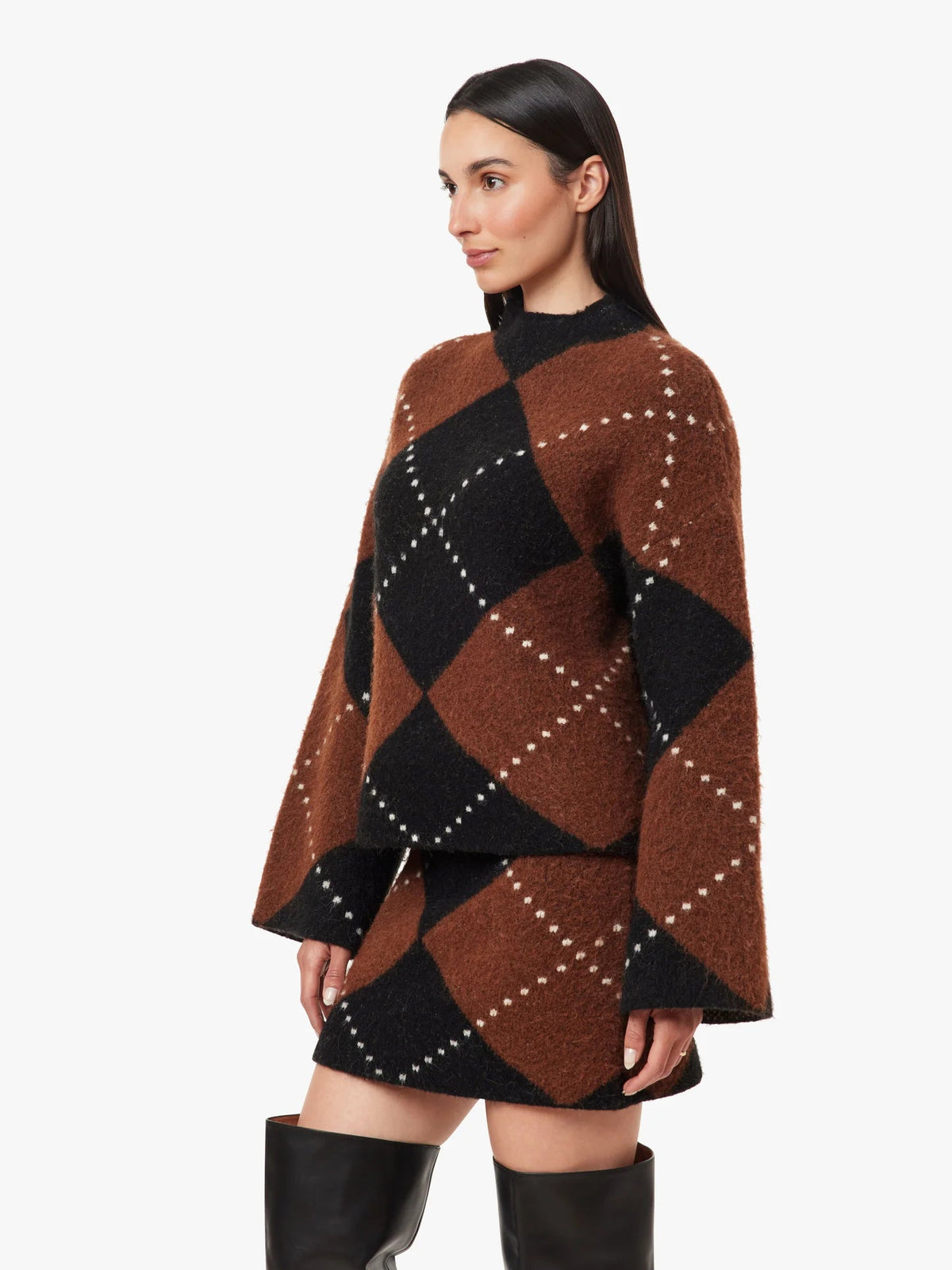 Argyle Mock Neck Sweater - Flea Boutiques
