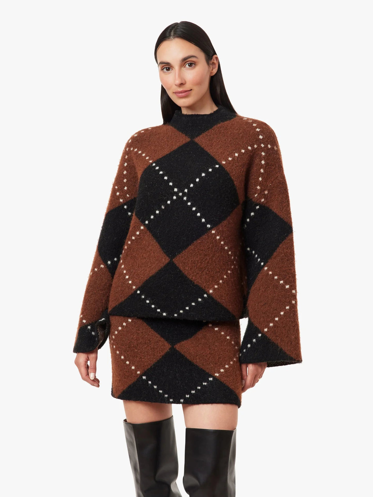 Argyle Mock Neck Sweater - Flea Boutiques