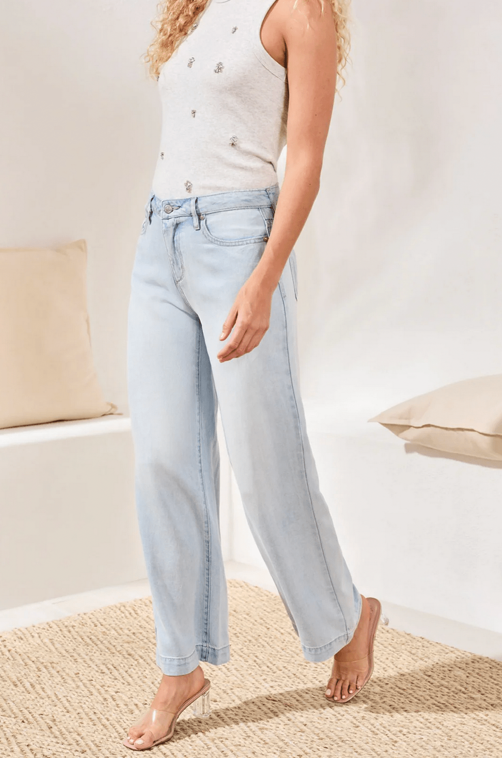 Audrey Hugging Flowy Wide Denim - Flea Boutiques