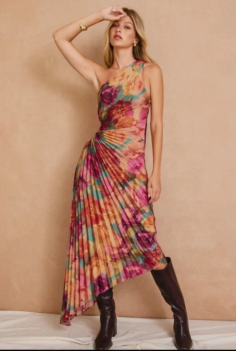 Aysmmetrical Pleated Dress - Flea Boutiques