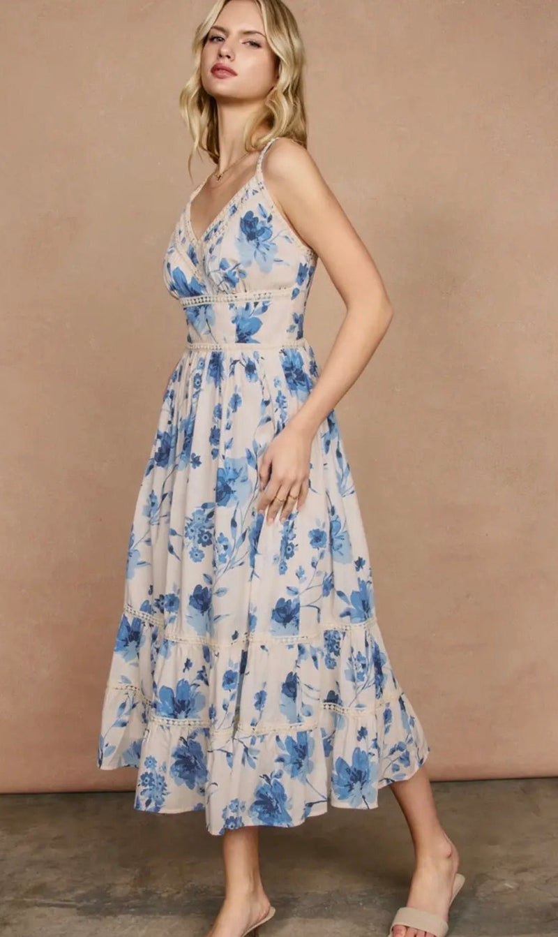 Azure Blossom Lack Maxi Dress - Flea Boutiques