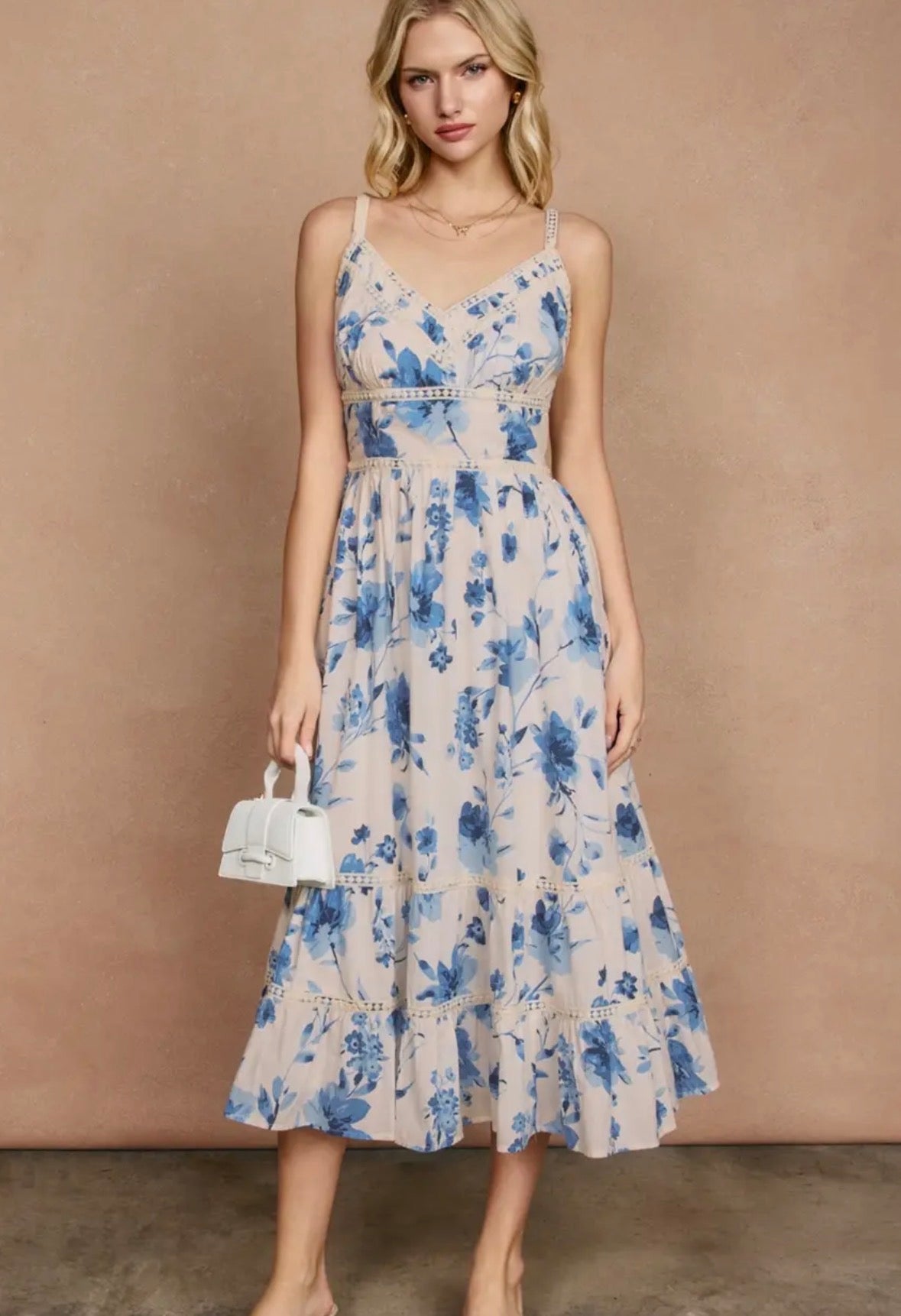 Azure Blossom Lack Maxi Dress - Flea Boutiques