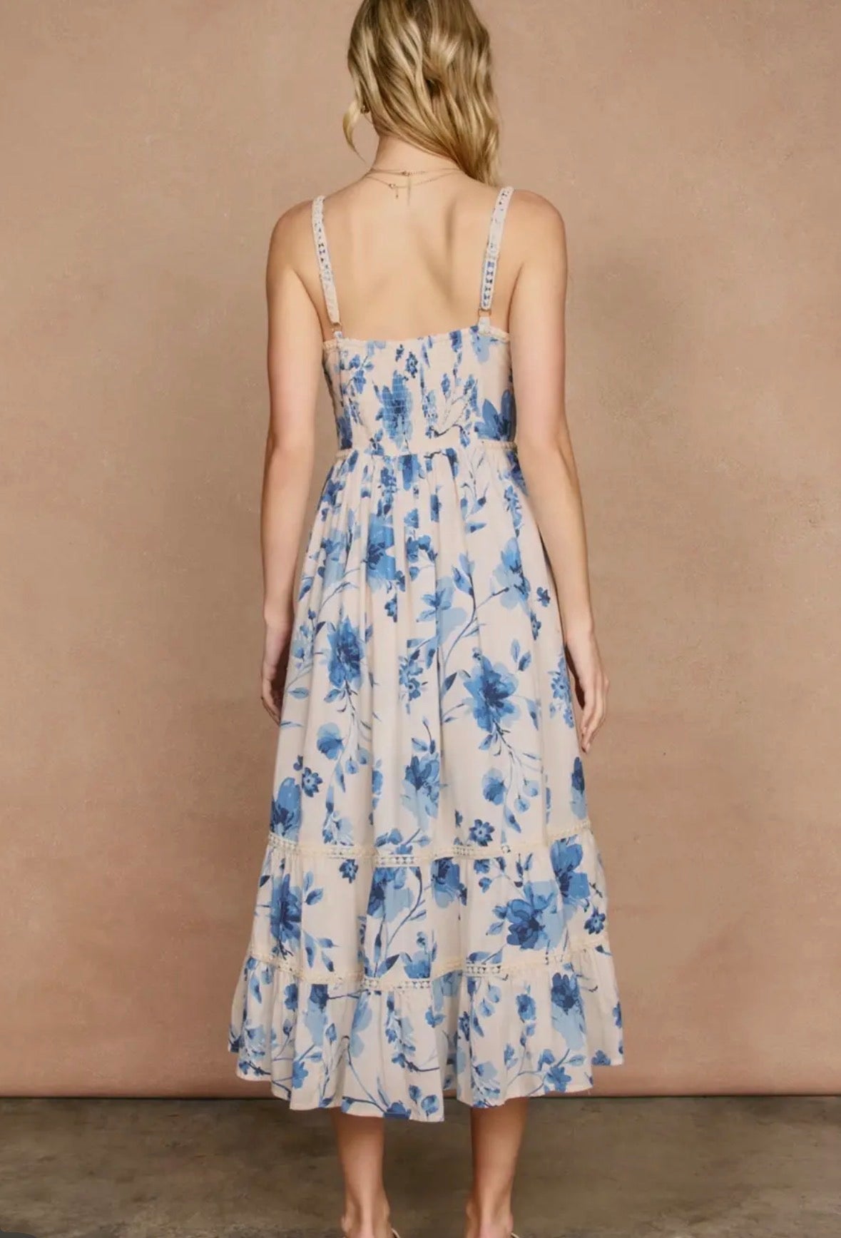 Azure Blossom Lack Maxi Dress - Flea Boutiques