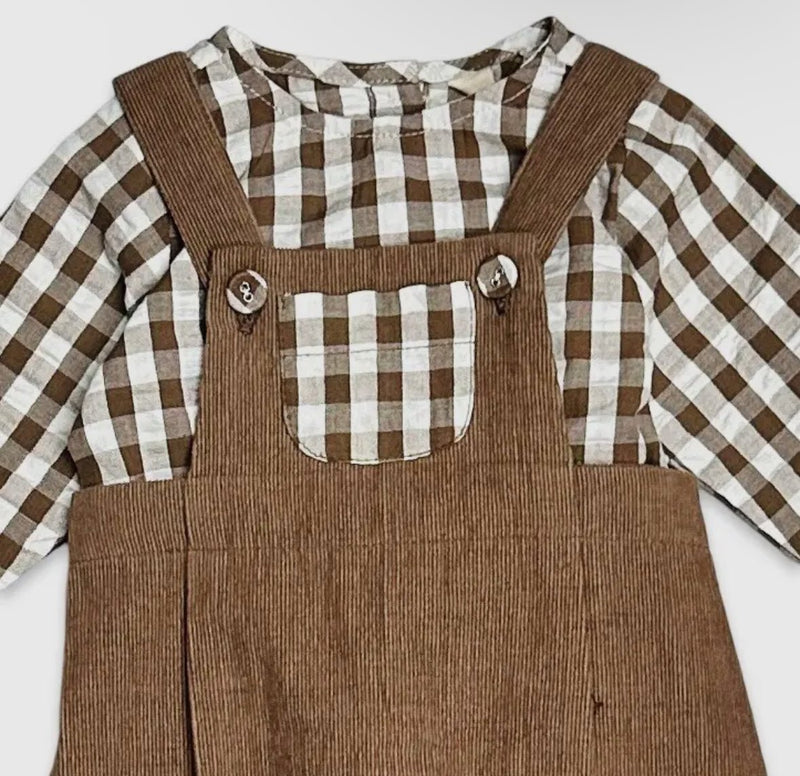 Baby Gingham Shirt & Overall Set - Flea Boutiques