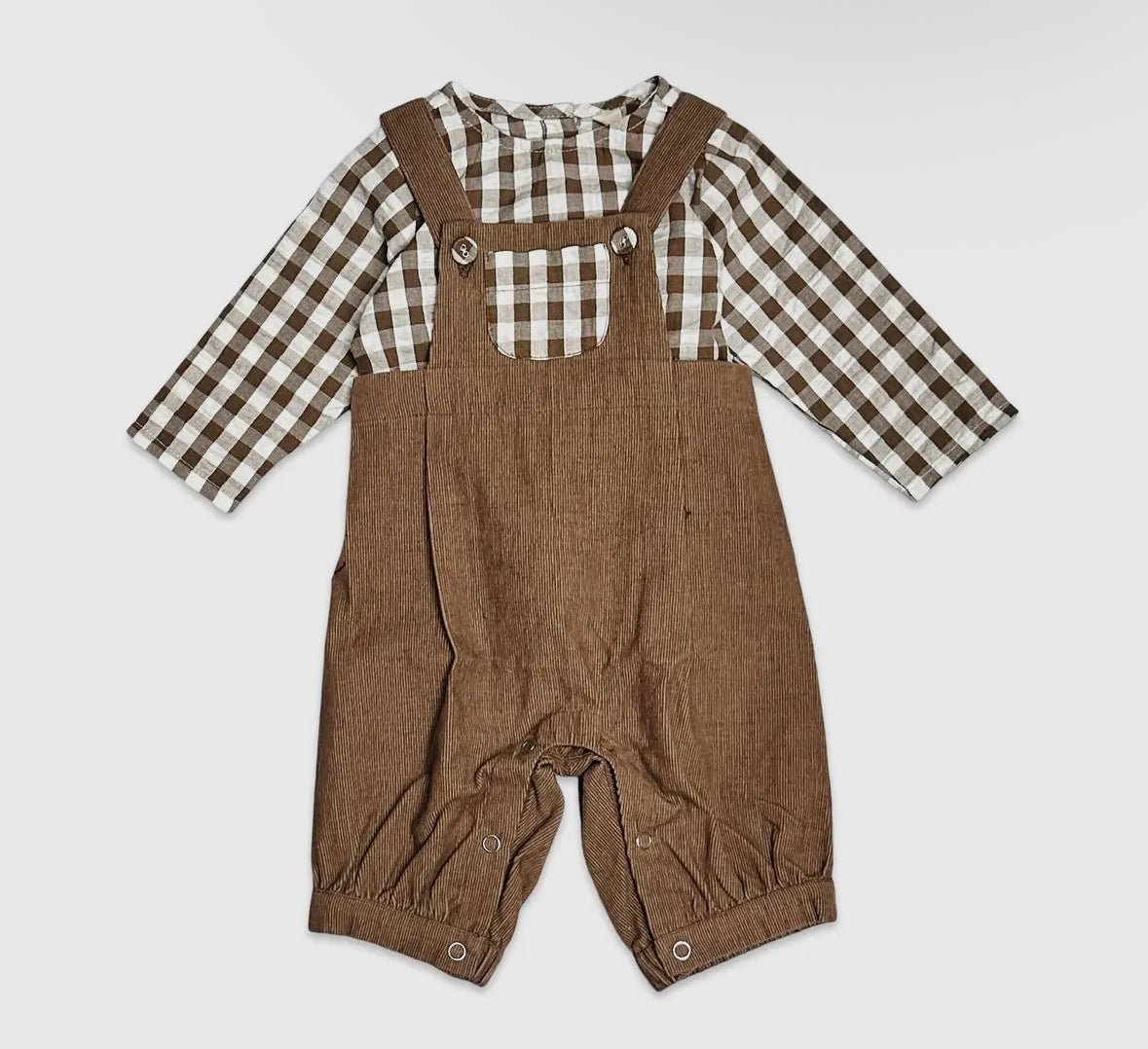 Baby Gingham Shirt & Overall Set - Flea Boutiques