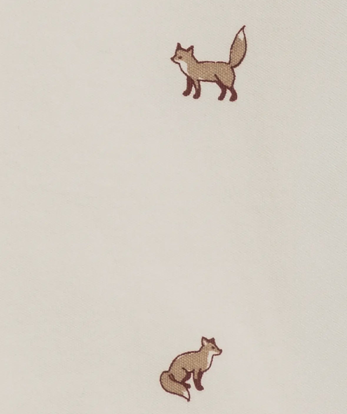 Two brown fox illustrations on a beige background