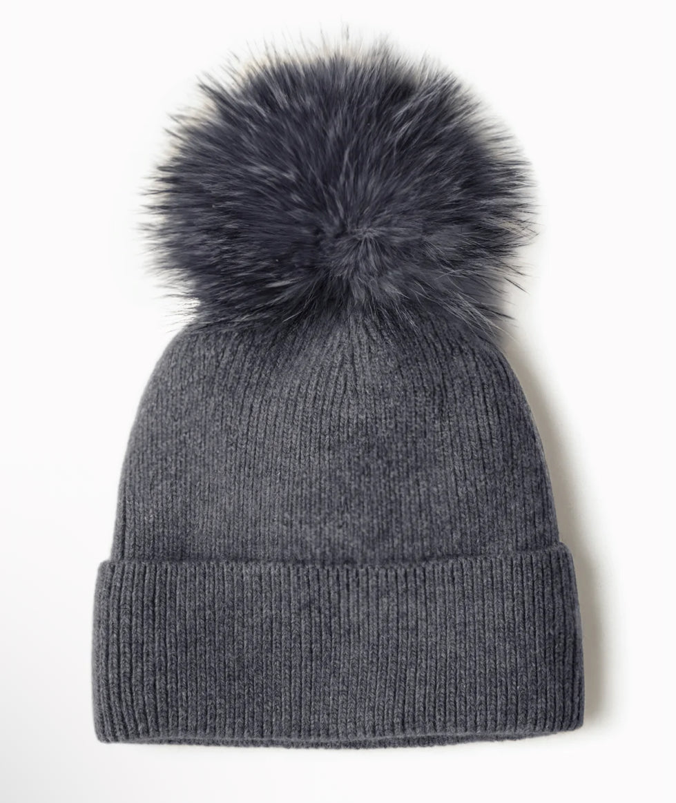 Basic Ribbed Pom Hat - Flea Boutiques