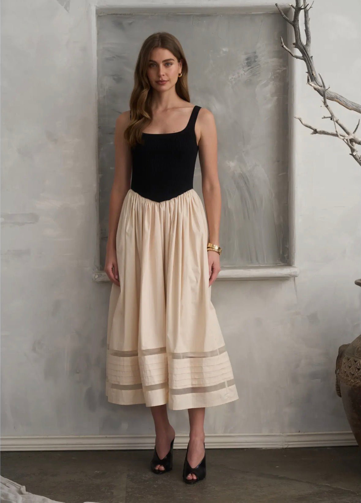 Basque Sheer Insert Twofer Midi - Flea Boutiques