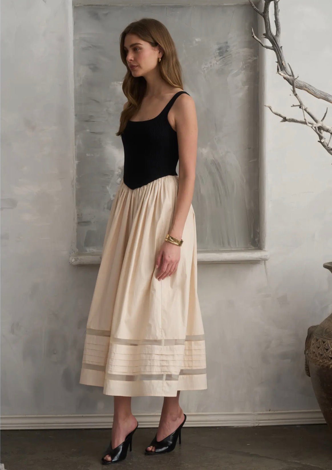 Basque Sheer Insert Twofer Midi - Flea Boutiques