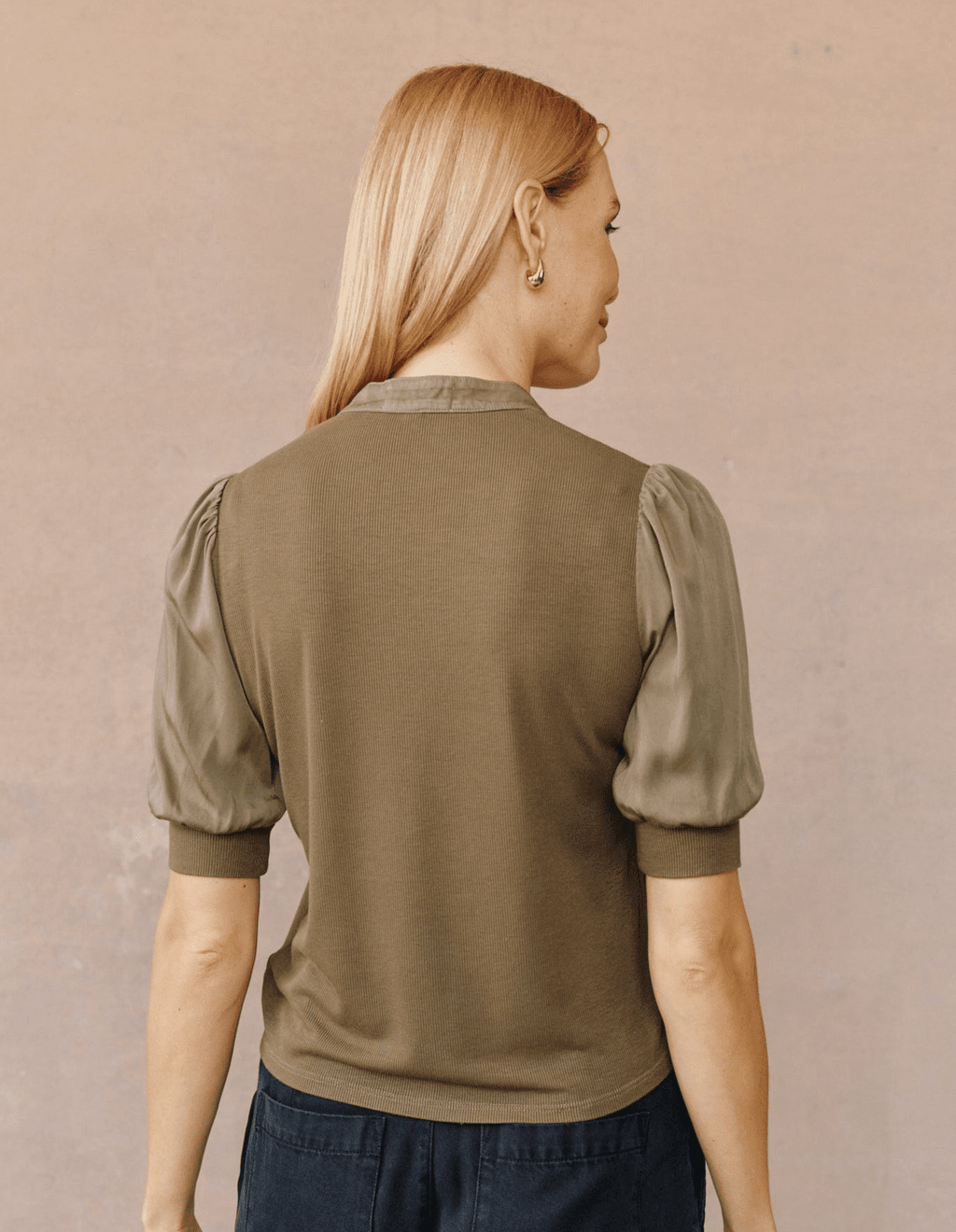 Bella Dahl Short Sleeve Mixed Placket Top - Flea Boutiques