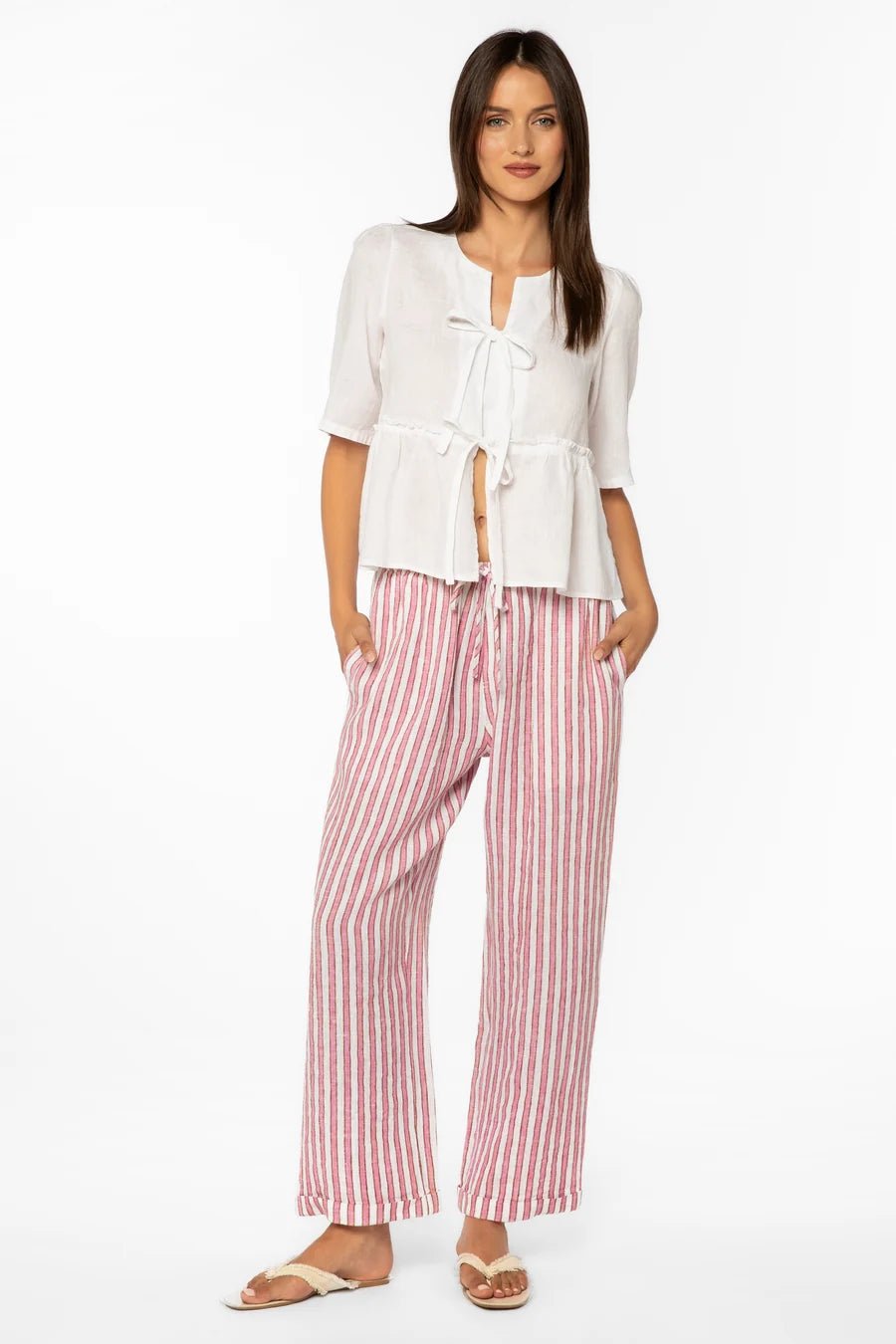 Bevie Short Sleeve Front Tie - Flea Boutiques