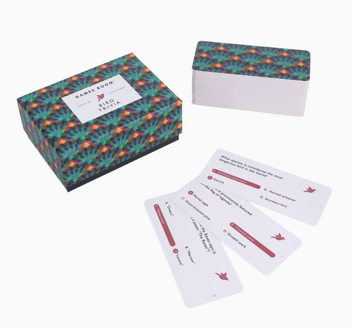 Card game with colorful box and cards on a white background