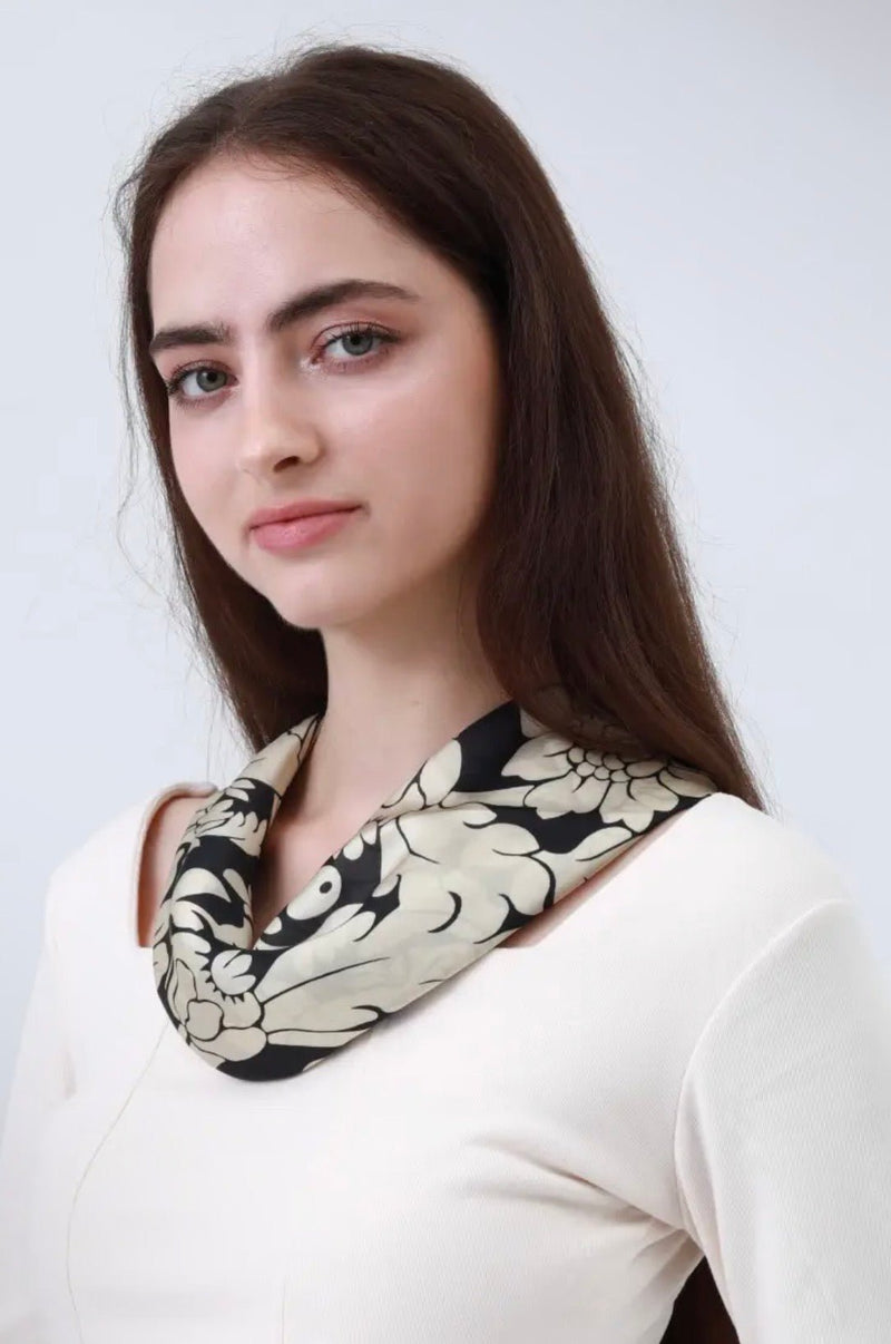 Black & white Classic Floral Scarf - Flea Boutiques
