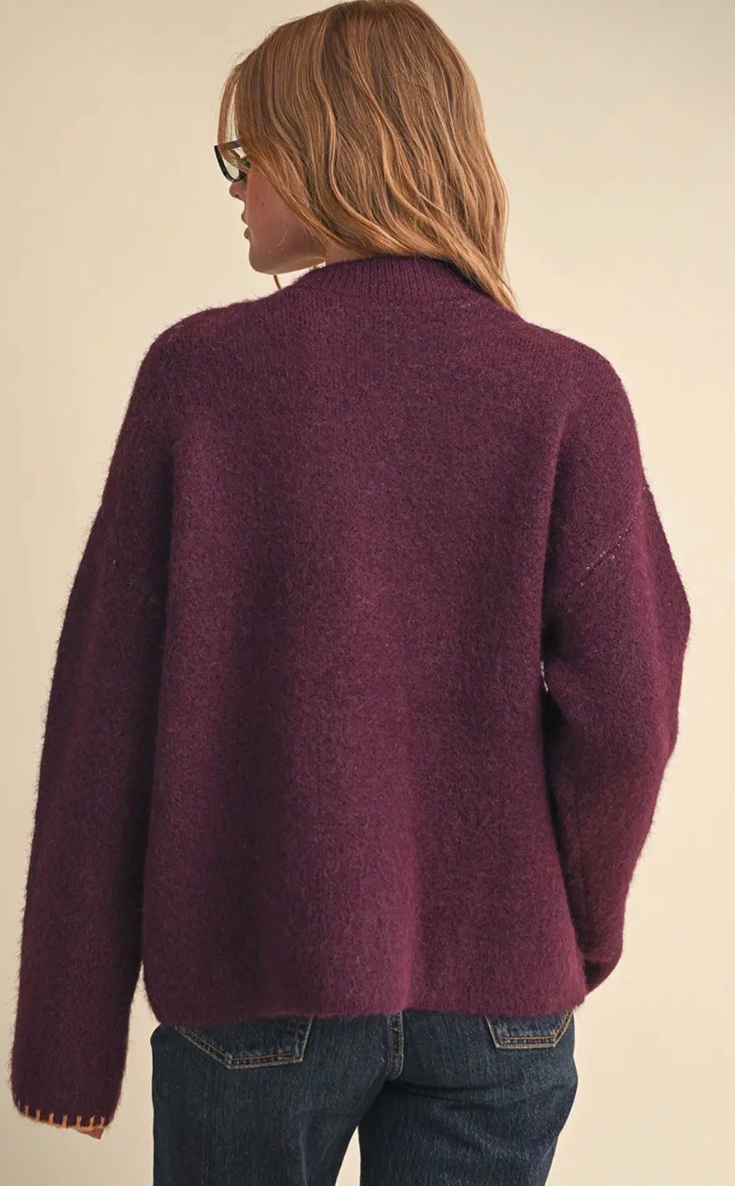 Blanket Stitch Button Down Sweater - Flea Boutiques