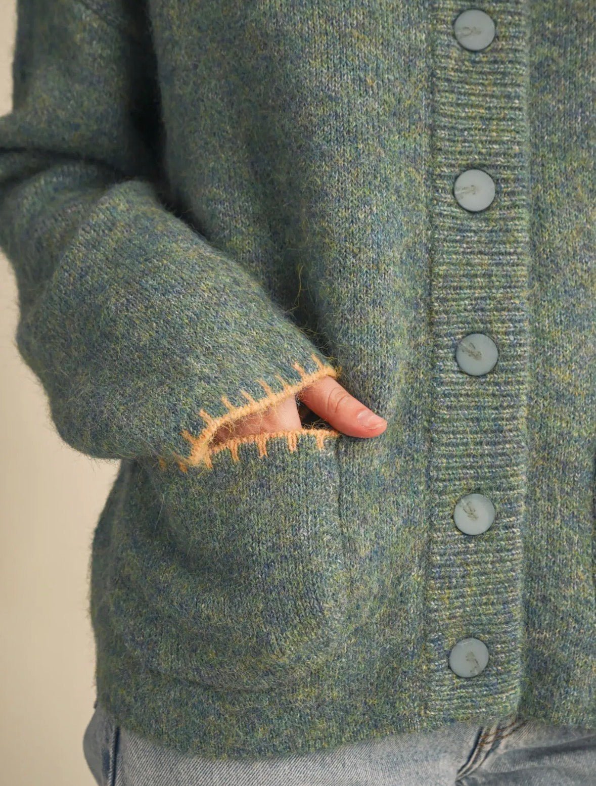 Blanket Stitch Button Down Sweater - Flea Boutiques