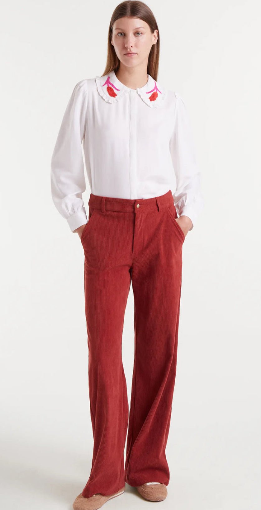 Blouse with Flower Collar - Flea Boutiques