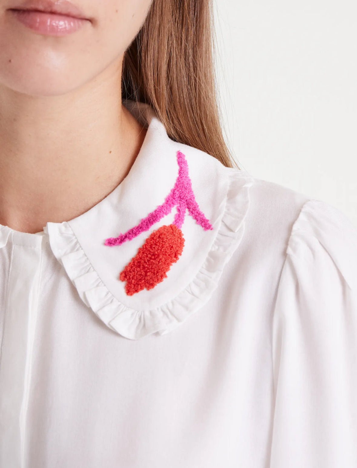 Blouse with Flower Collar - Flea Boutiques