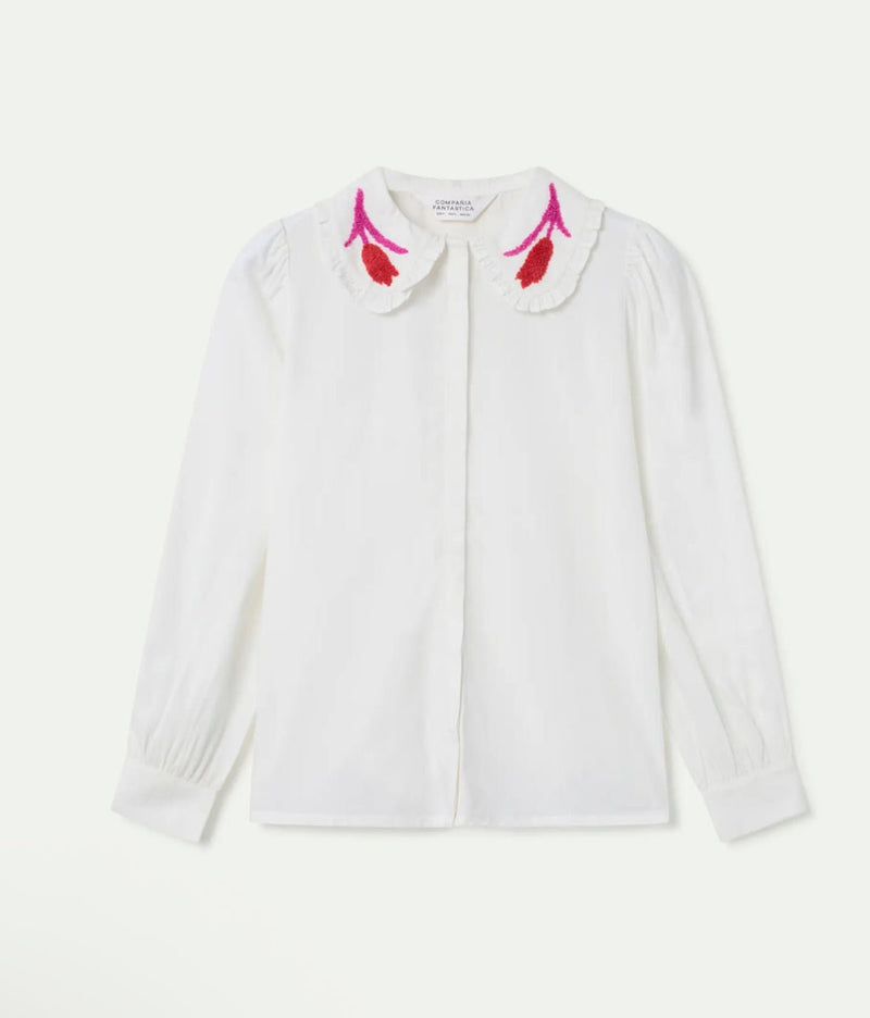 Blouse with Flower Collar - Flea Boutiques