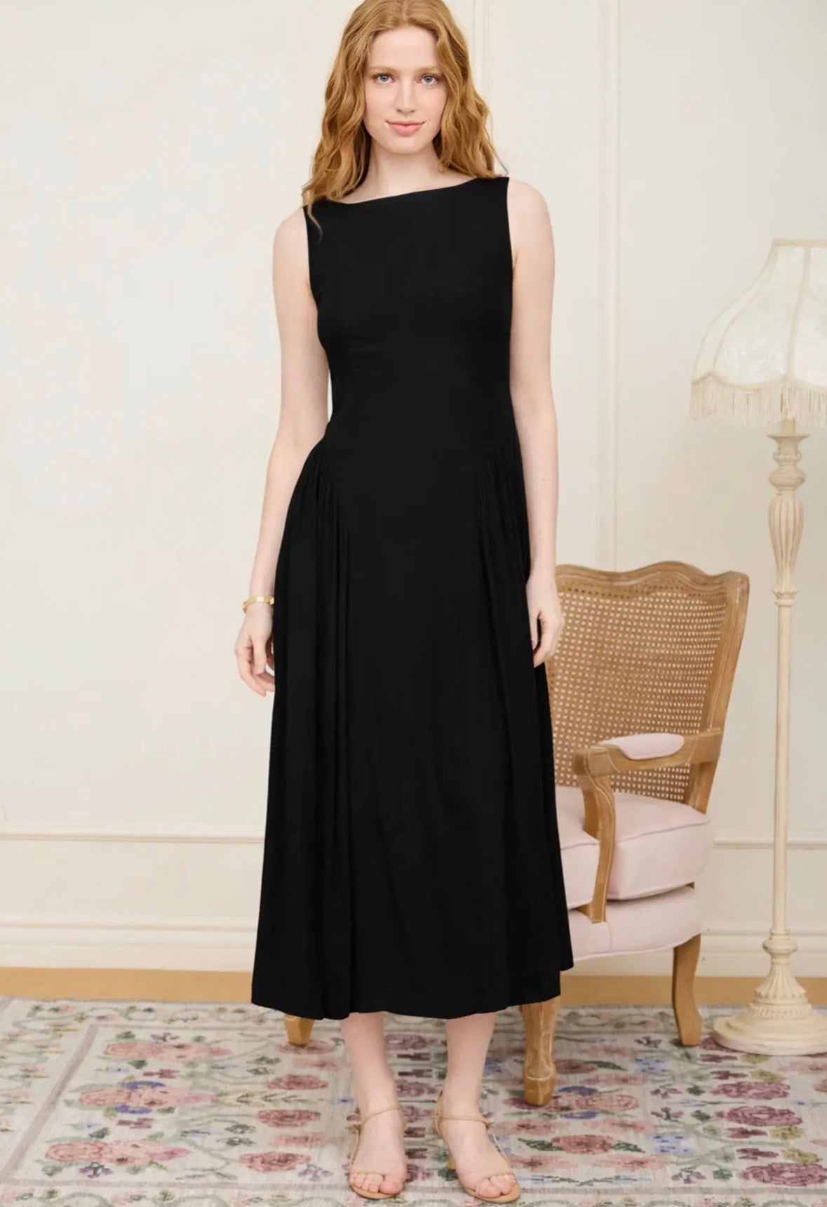 Boat Neck Sleeveless Dress - Flea Boutiques