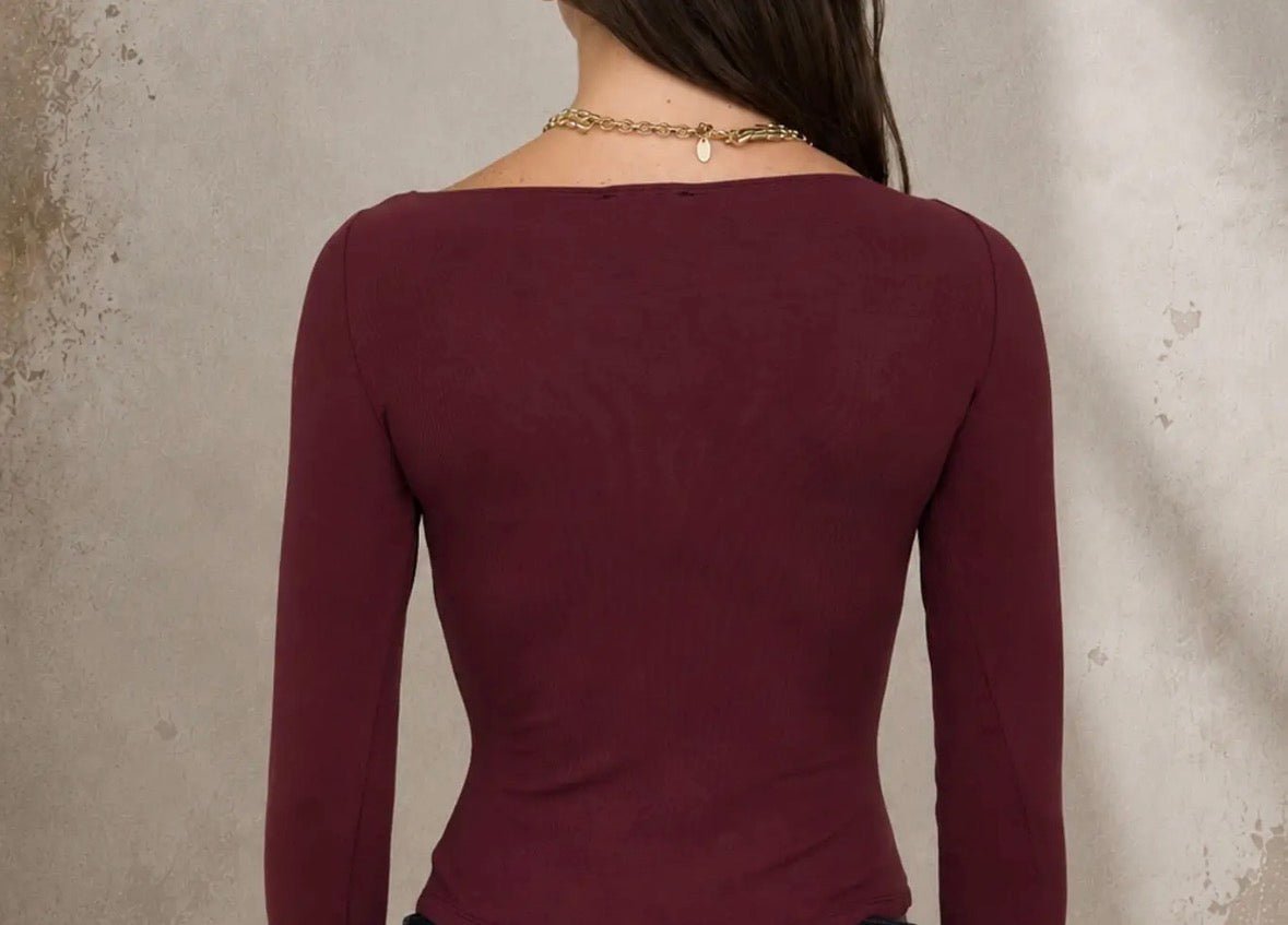 Boat Neck Solid Knit Top - Flea Boutiques