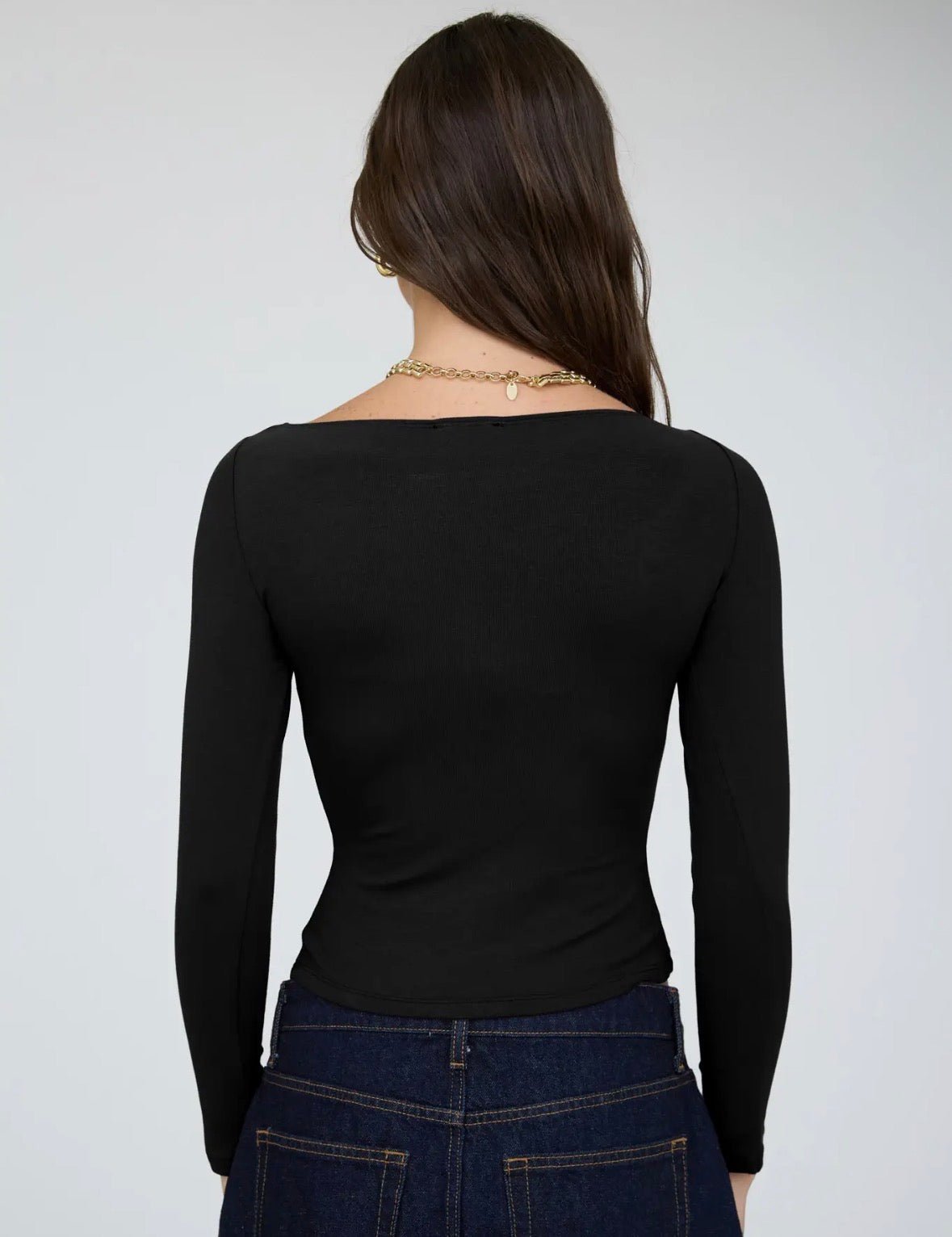 Boat Neck Solid Knit Top - Flea Boutiques