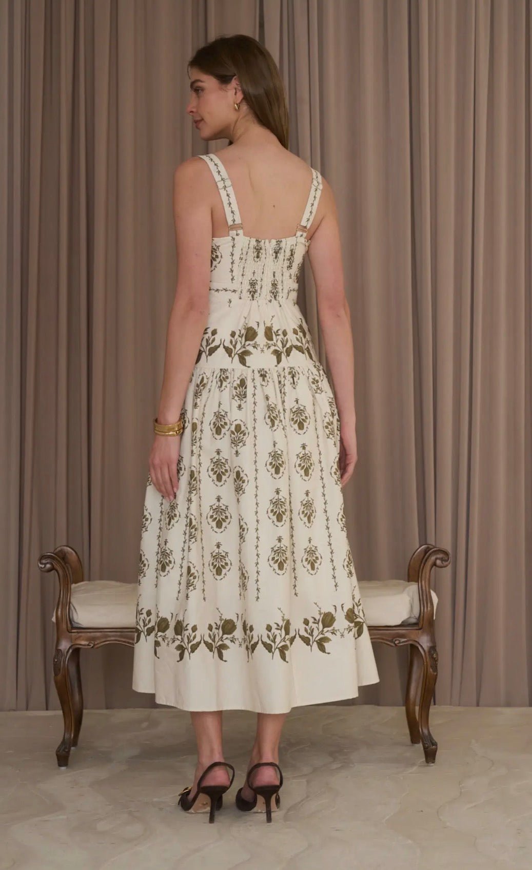 Botanical Drop Waist Midi - Flea Boutiques